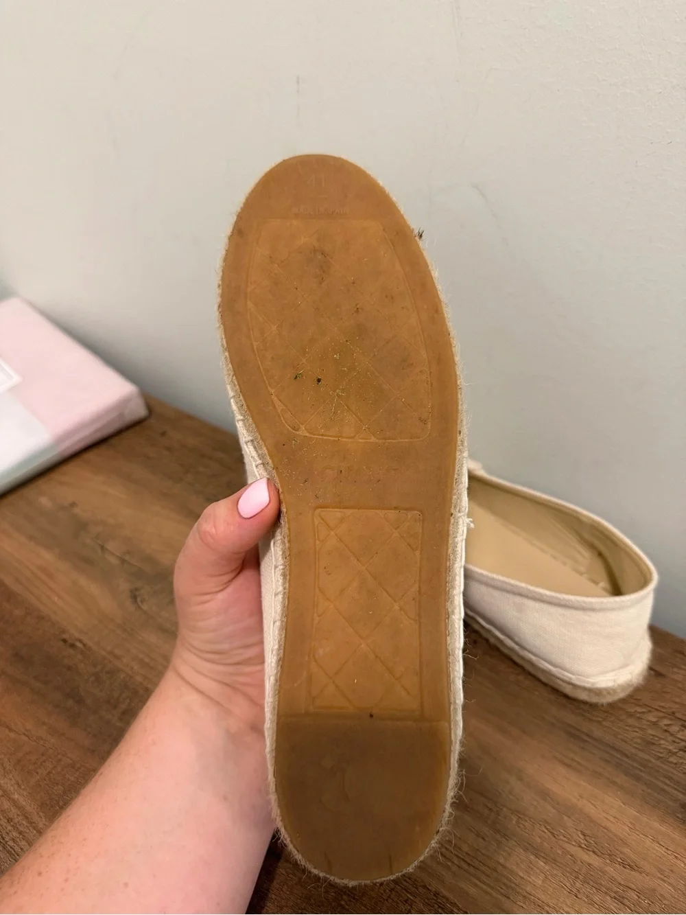 White and black espadrilles